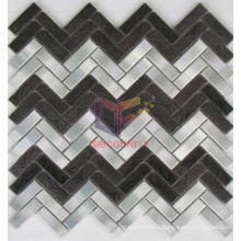 Black and Silver Mixed Stainless Steel Mosaic Tile (CFM910)